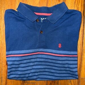 Navy Blue Striped Polo Shirt IZOD